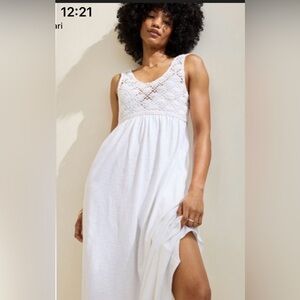 “Aerie” White Crochet-Bodice Maxi Dress , 100% cotton- Women’s size L maxi dress